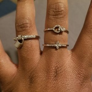 3 Ring heart, cross, and lock.